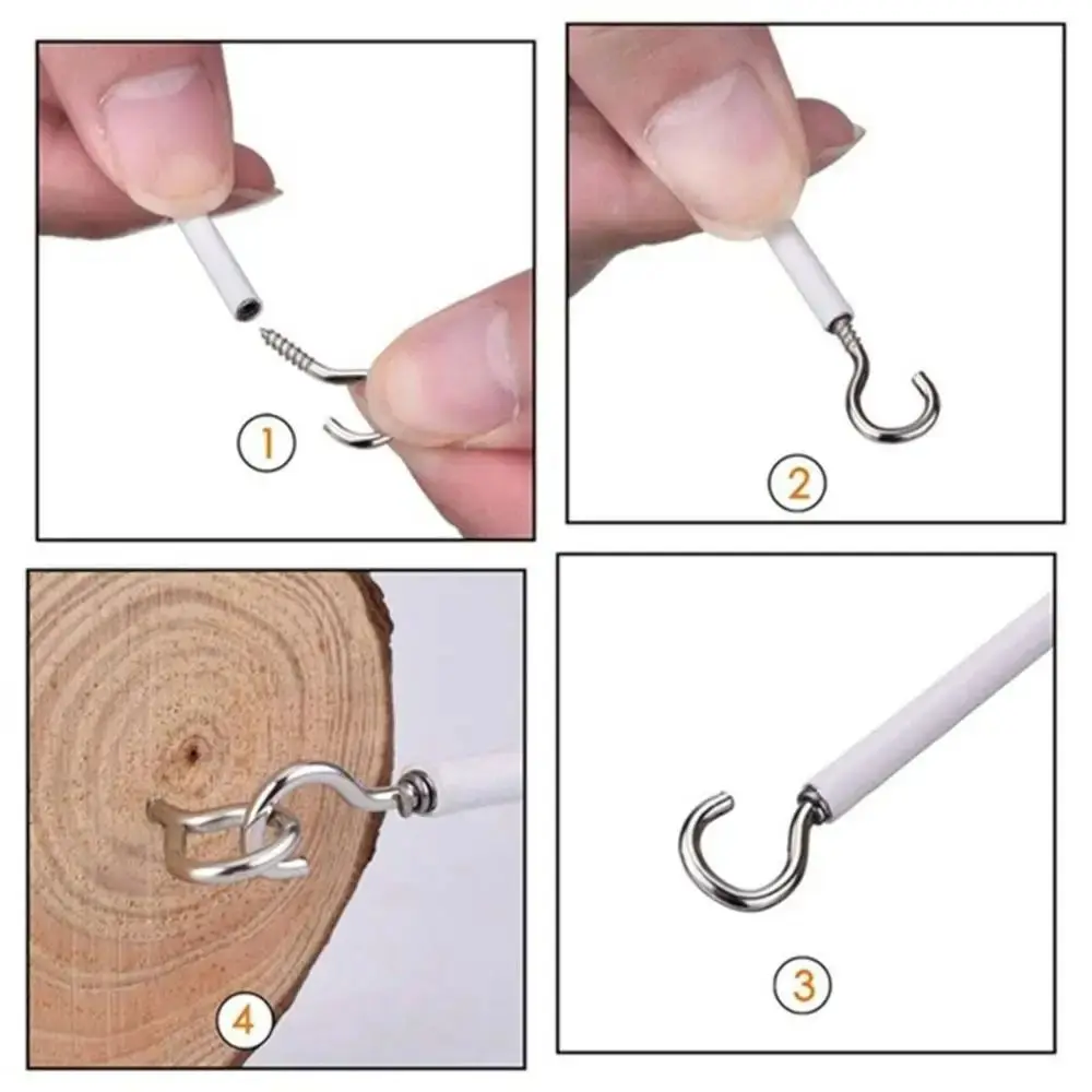 1 Satz langlebiges 2/3/4/5 Meter Vorhangfederseil aus PVC-Stahl mit HAKEN AUGEN Fensterschnur Kabelnetz Weißer Vorhangschienendraht – Detail 6