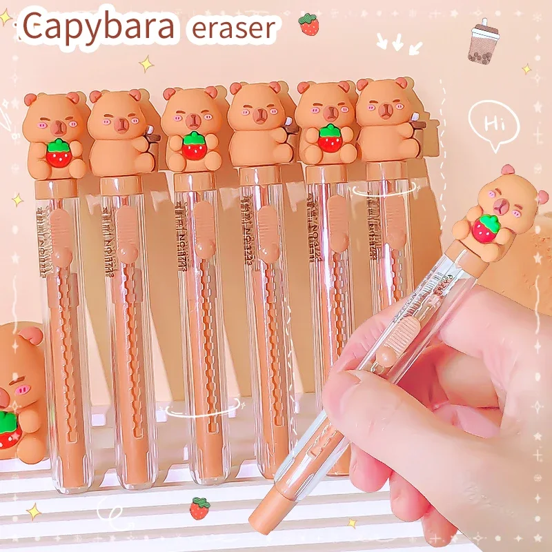 2 Pcs capybara 다시 학교 장비 사무용품 지우개 고무 카와이 문구 용품 귀여운 물건