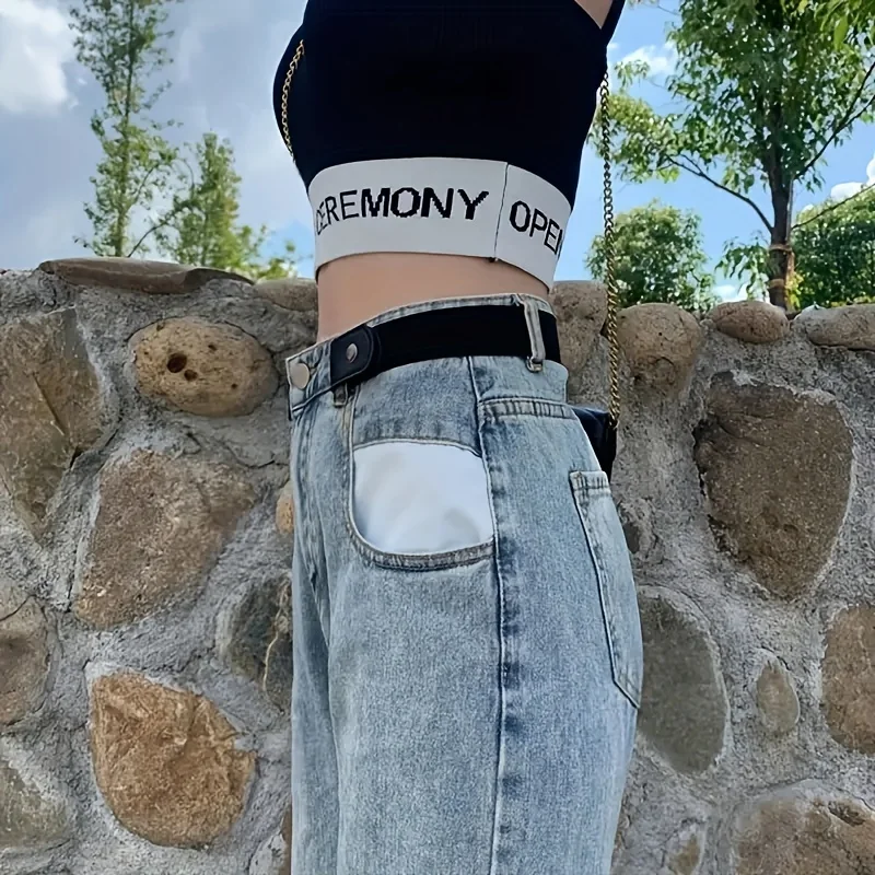 1pc Elastic Waist Belt For Women& Men, Buckle Free Adjustable Women Belt, No Buckle Elastic Stretch Belts For Jeans Pants Best Sellers In Accessories