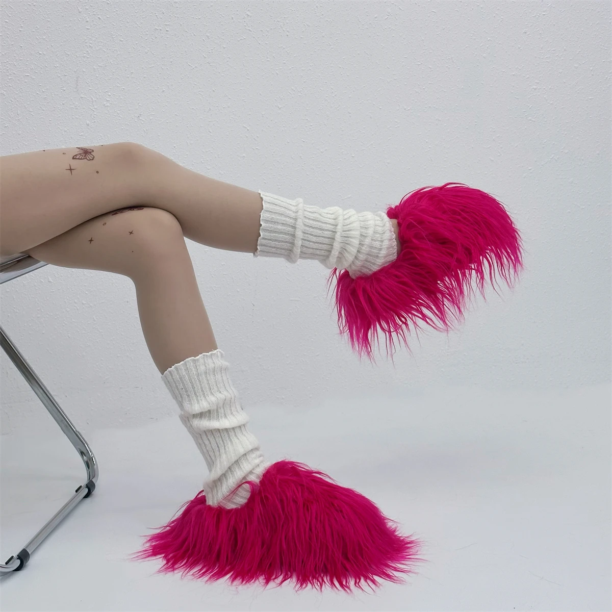 taly Leather fur Slippers Women Mule Runway Flats Thick Sole Leisure,Luxury Designer Brand fur Shoes Ladies