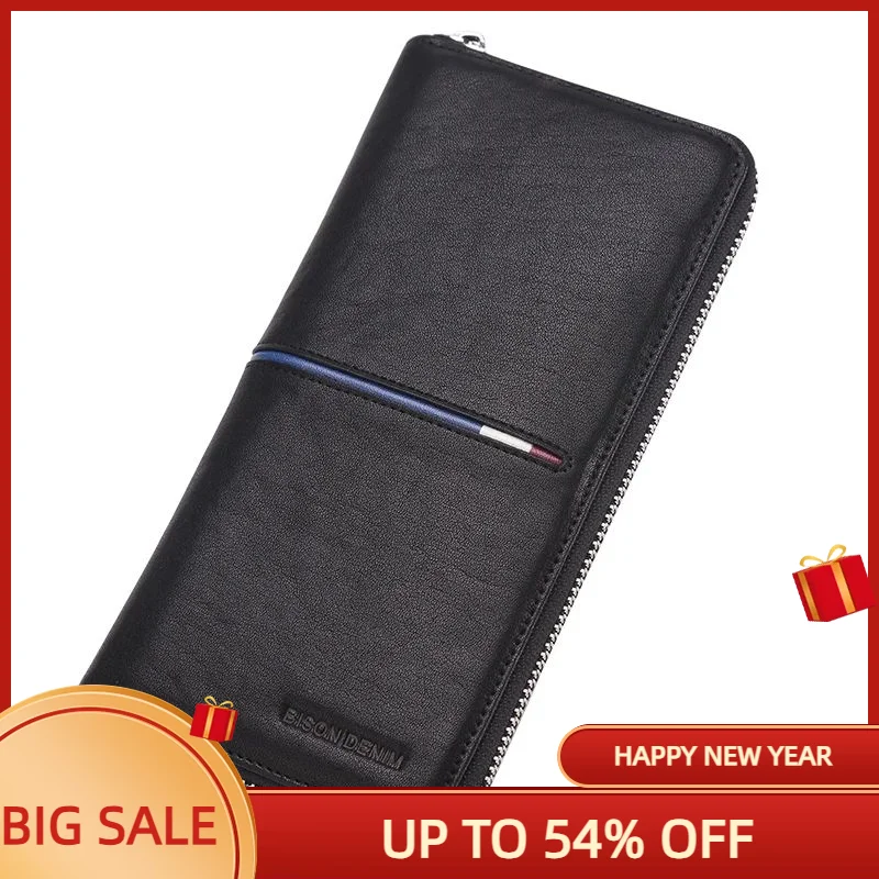 

2023 Men'S Wallets Business Genuine Leather Long Purse Male Large Capacity Coin Wallet Cards Holder Casual Clutch Free Shipping