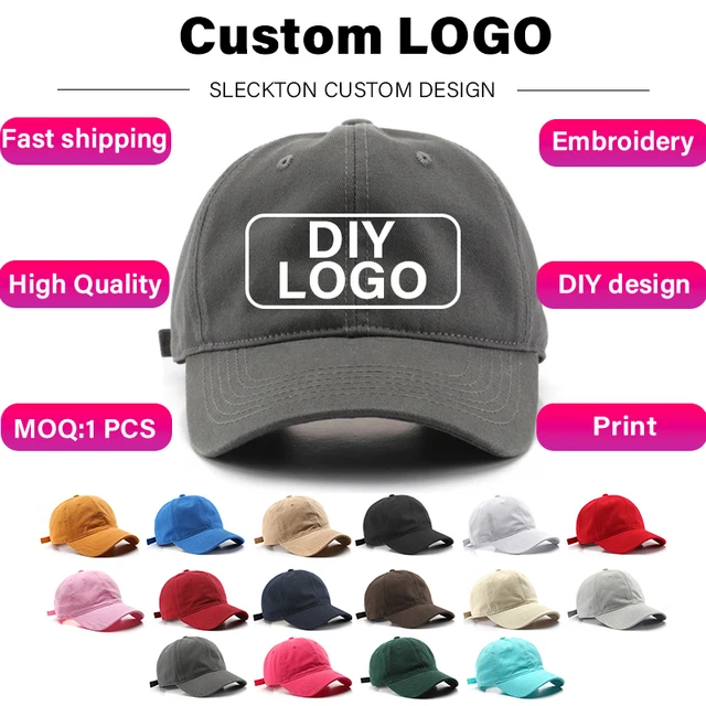 SLECKTON Custom Baseball Cap Fashion DIY Letter Embroidery Hats for Women and Men Cotton Design LOGO Wholesale Unisex Caps 1