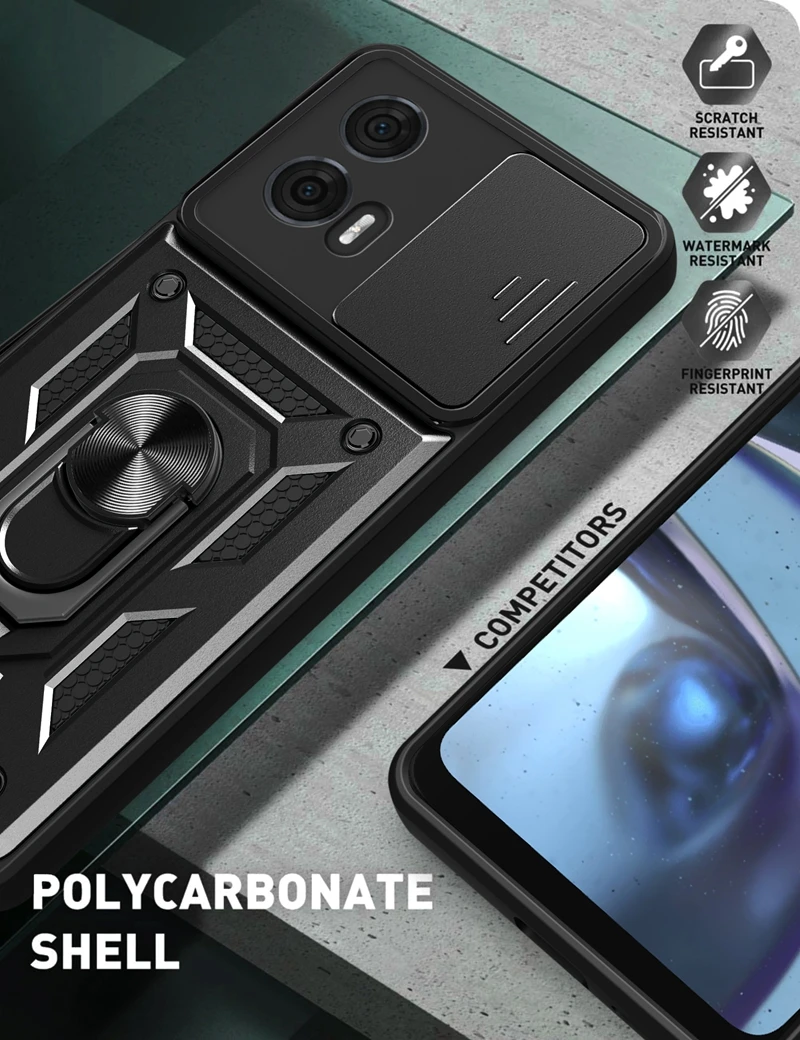 Enhanced Motorola Moto Edge 50 Fusion Case with Magnetic Ring Armor and Slide Lens Camera Protection