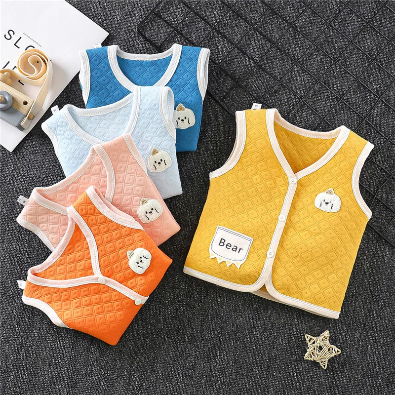 New Children's Vests Cute Thick Baby Vest Boy Girls Warm Clothing Autumn Winter Kids Waistcoats Sleeveless Vest