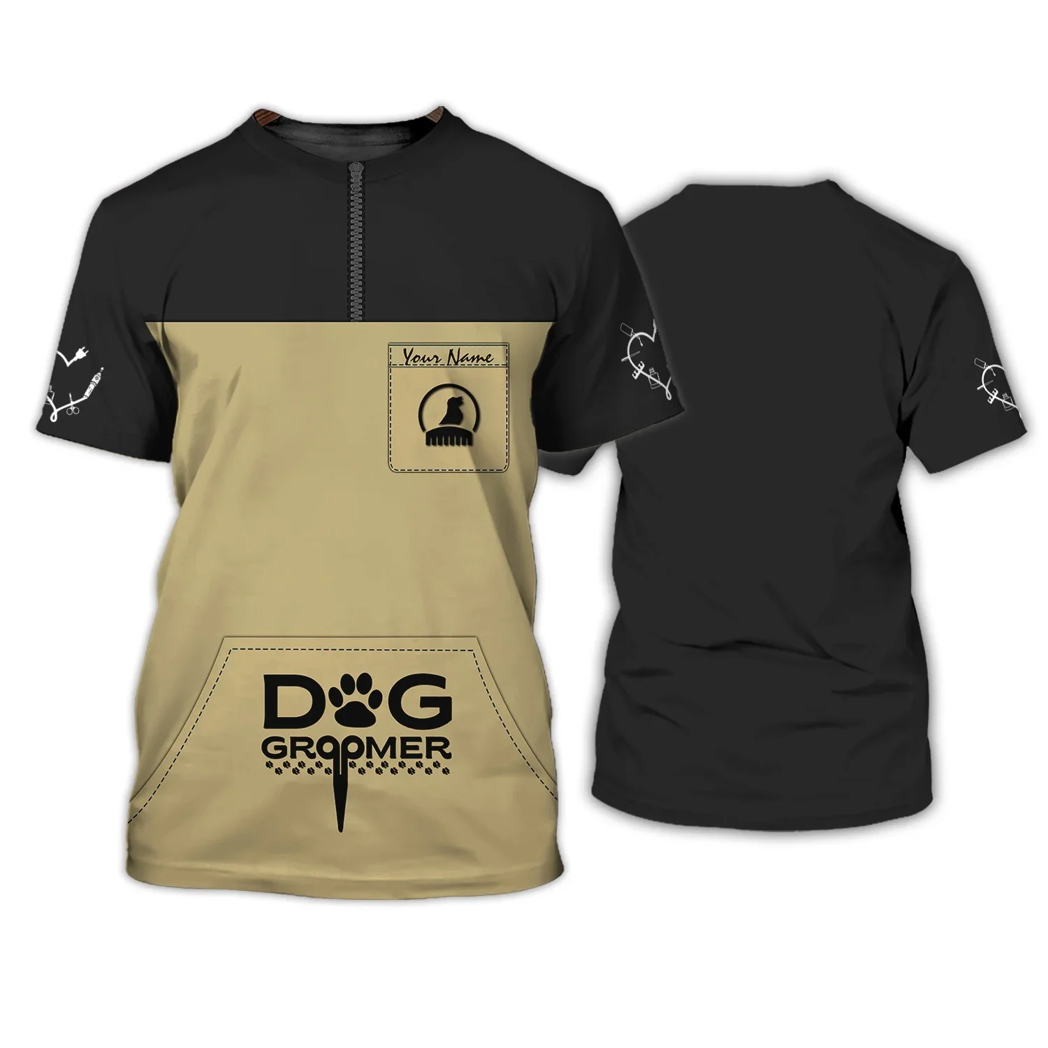 PLstar Cosmos Pet Groomer Sommer Herren T-Shirt Personalisierter Hund Groomer Name 3D-gedrucktes T-Shirt Unisex Casual Tops DW172 – Detail 30