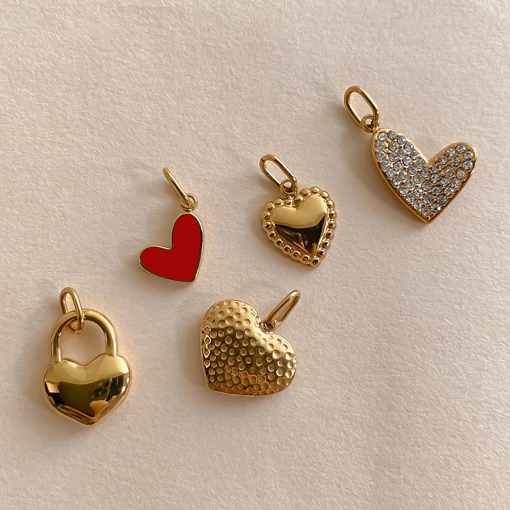 Diy Earrings Bracelets Necklace Accessories eManco Bohemian Heart Charm Stainless Steel Jewelry