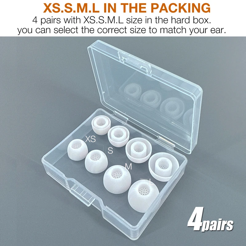8X Silicone Eartips Compatible with Sennheiser Momentum 4 / Momentum 3 Earbuds * Upgrade with Dust Mesh