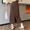 Vintage Elegant Office Lady's A-Line Skirt Back Slit Elastic Waist Thick Women's Skirt New In Winter Fleece Warm Female's Skirt 2