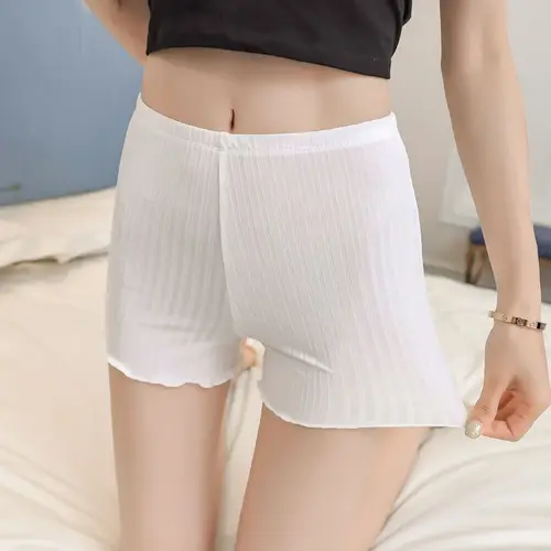여성용 심리스 안전 반바지, 아이스 실크 복서 팬티, 비움 방지 속치마 반바지, 편안한 루즈 반바지, 여름 2