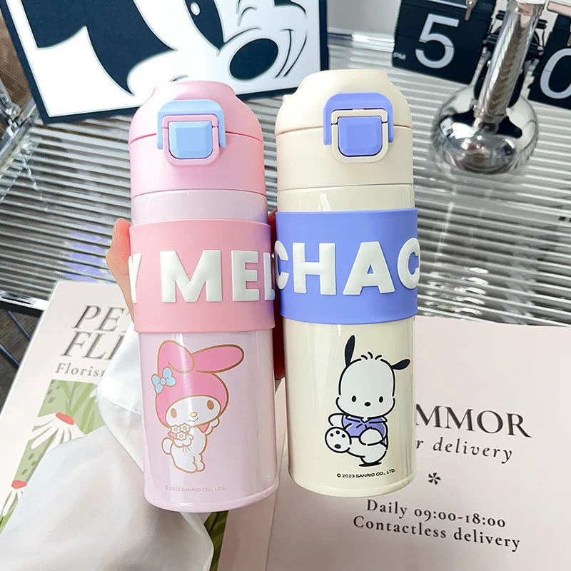 

Kawaii Sanrio Cinnamoroll Thermos Water Bottle Anime Kuromi My Melody Student Portable Wacuum Flask Insulated Water Cup Kid Gift
