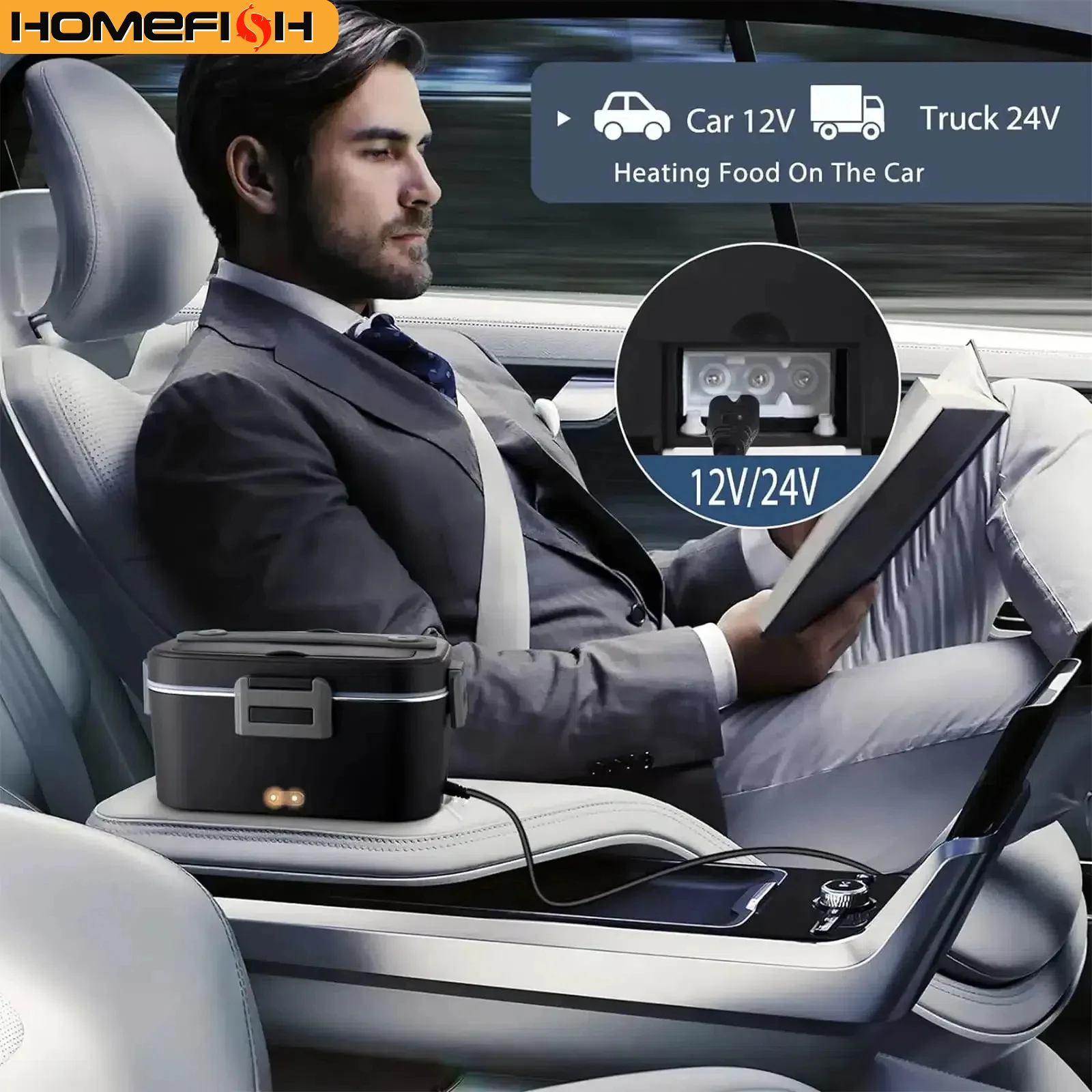 HOMEFISH Electric Lunch Box 1.8L Speed Heating Car Or Home Use