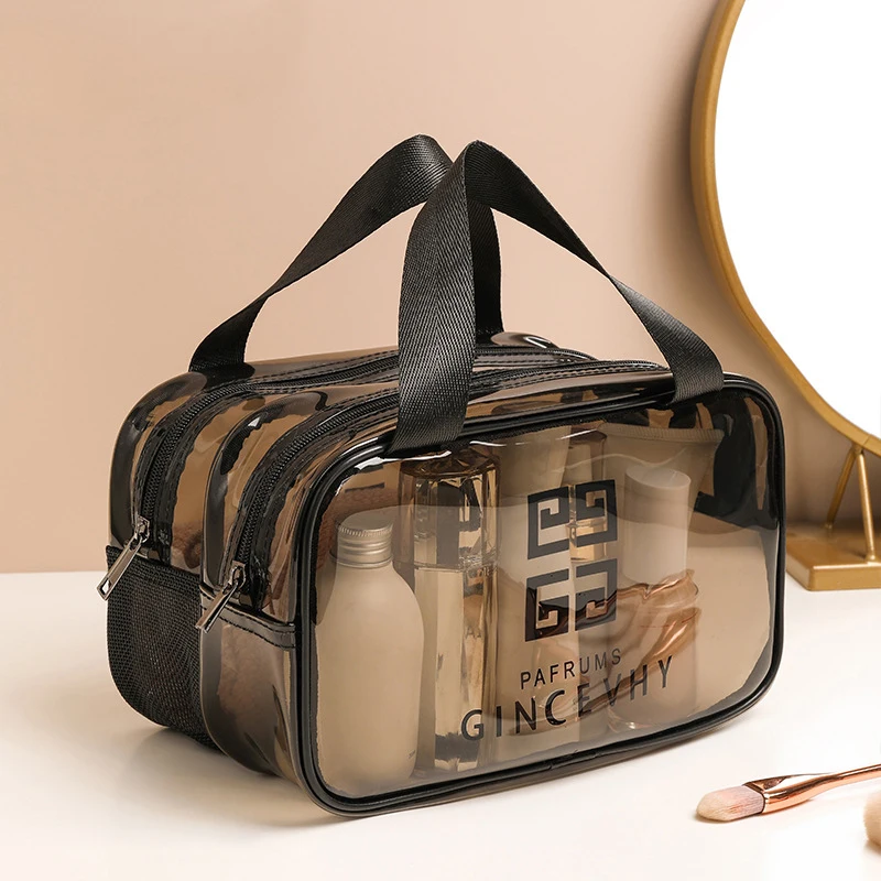 

New PVC Double Layer Dry Wet Separation Swimming Bag Thickened Transparent Bathing Waterproof Fitness Bag Washing Bag Makeup Bag