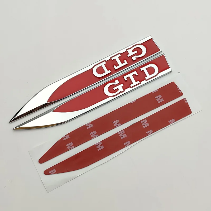 3D 금속 로고 GTD 엠블럼 데칼 자동차 펜더 배지 스티커, 폭스바겐 VW 골프 5 6 7 MK5 MK6 MK7 GTD 스티커 액세서리, 2 개