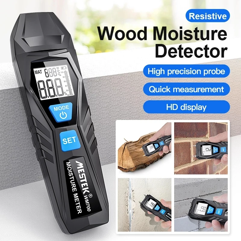 

MESTEK Two Pins Digital Wood Moisture Meter Paper Humidity Tester Wall Hygrometer Timber Damp Detector LCD Wood Humidity Tester