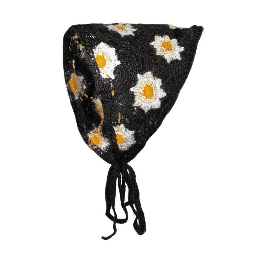 1-teiliger Damen-Haarschal, modisch, süß, rustikaler Stil, gestrickte Blume, dreieckiges Kopftuch, niedlicher Kawaii-Haarschmuck für Damen – Detail 28