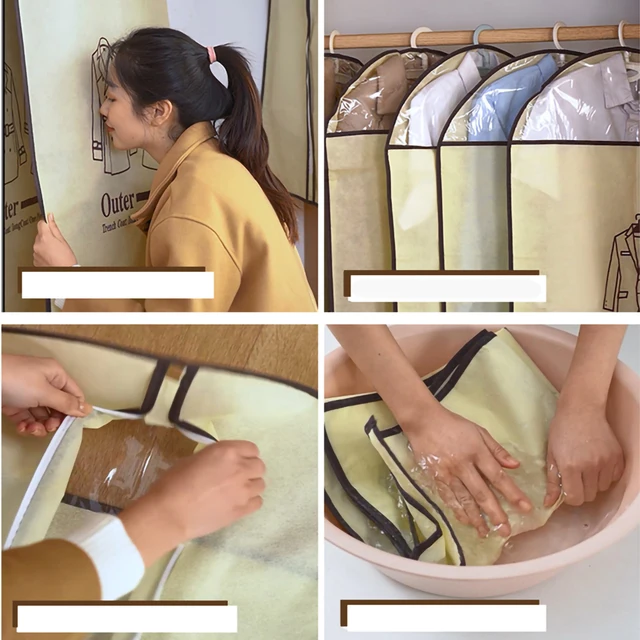 Függő Ruhák Burkolata Cipzárral Öltöny Kabát Külső Ruha Felső Alsó Ruhadarab Porálló Védelem Tároló Szervező Táska Fedele - Image 3