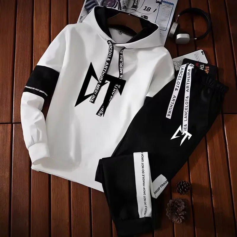 

Men's Spring Luxury Brand Printed Sportswear Casual Solid Color Sports Shirt+pieces of Windbreak Designer Outdoor Sports Set