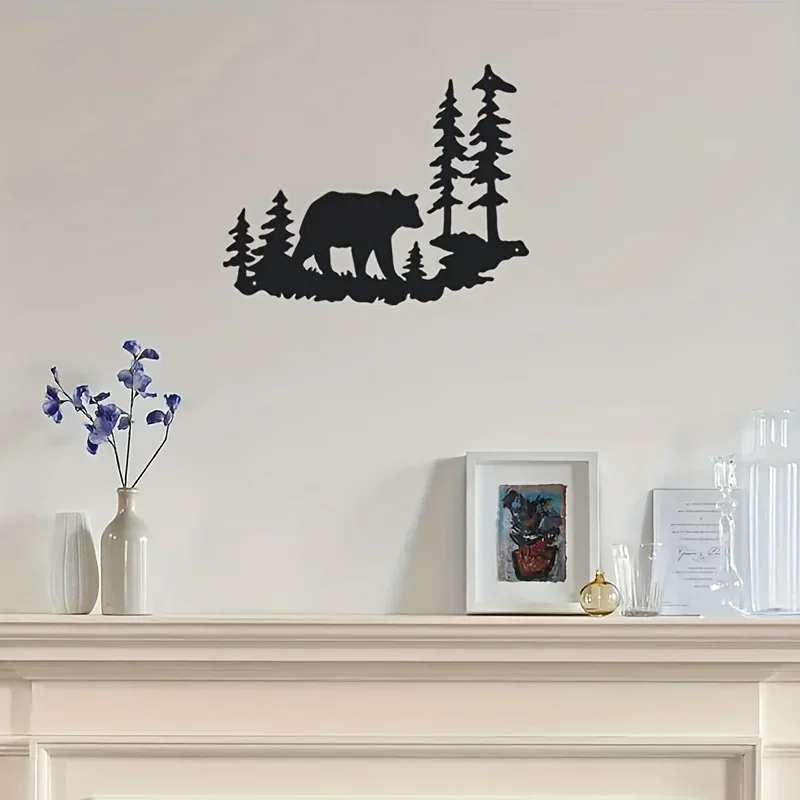 

CIFBUY Decoration Metal Grove Brown Bear Wall Hanging Art Decorations Home Decorative Living Room Wall Crafts Wrought Silhouette