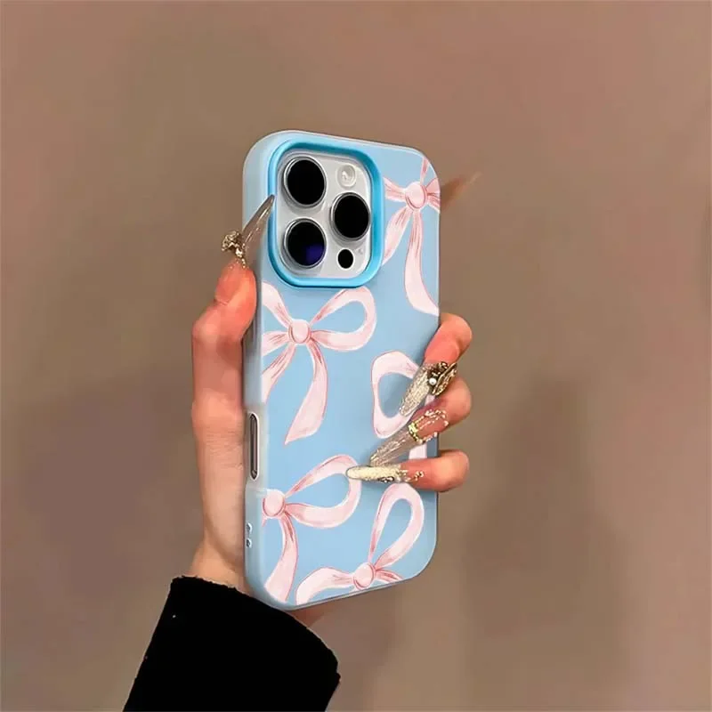Coquette Pink Bowknot Silicone Heart Soft Cover Case