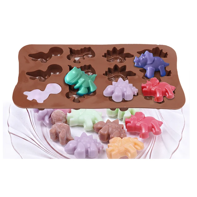 12 Üreg Dinoszaurusz Csokoládé Penész Nem Tapadós Szilikon Dino Cukorka Zselés Jégkocka Torta Dekorációs Szerszámok Cupcake Topper