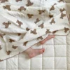 Baby Swaddle Blanket Bear Cherry Floral Print Cotton Muslin Blankets for Boys Girls Newborn Wrap for Baby Bath Towel 110x150cm 3