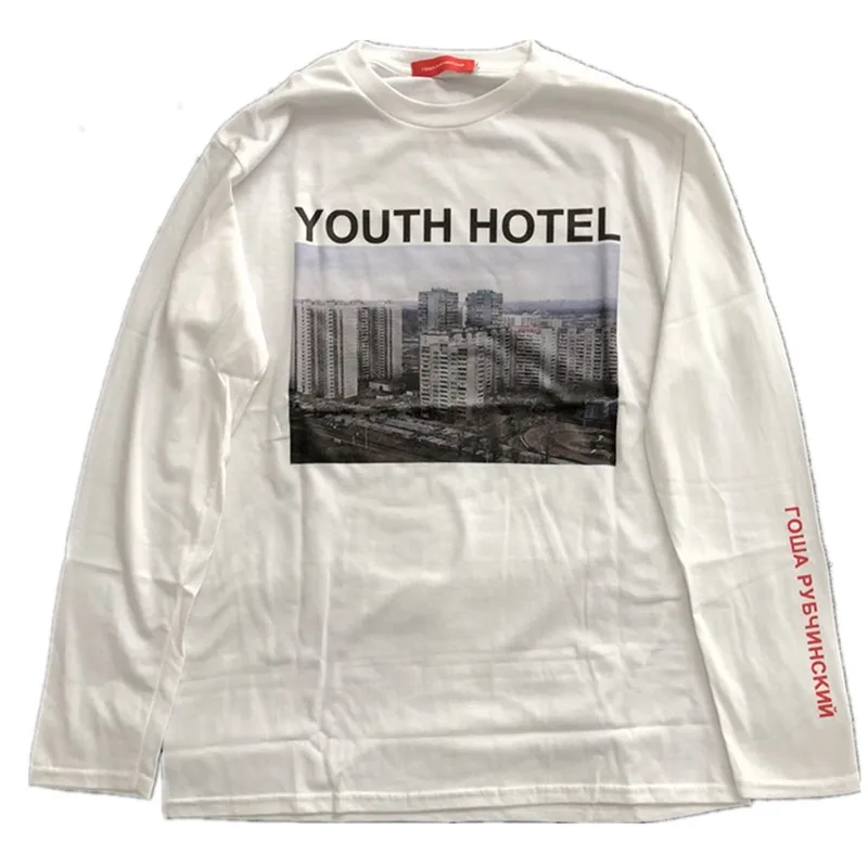 Goa Youth Hotel Long Sve T-irt Russian Sle Loose Fit Digital Print Trendy Brand round Ne for Teens All Seasons