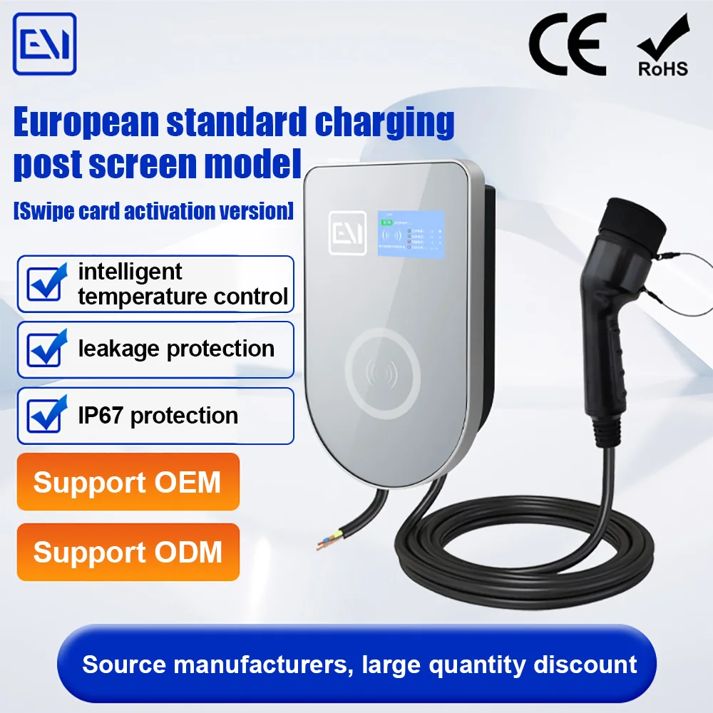 Ev Charger Wallbox Cavo Di Ricarica Per Auto Elettrica Da Esterno Tipo 2 7Kw 32A Controllo Cfid Home Electric Vehicle Station Swipe Card