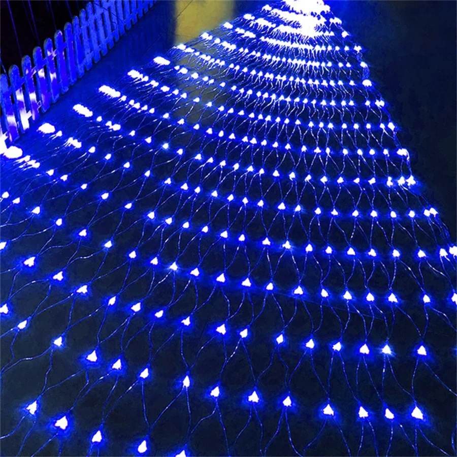 thumbnail image 1 of Cortina de luces LED de malla de 2 x 3/3 x 3/10 x 1/6 x 4 m, guirnalda de luces de hadas para exteriores, decoración navideña para bodas, 1 of 5