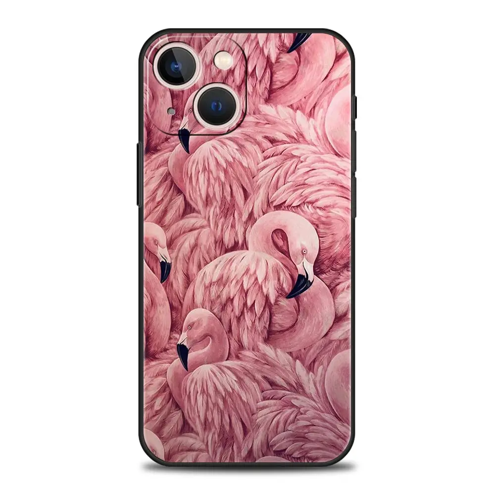 Flamingo Luxe Silicone Shockproof Phone Case - Pink Red