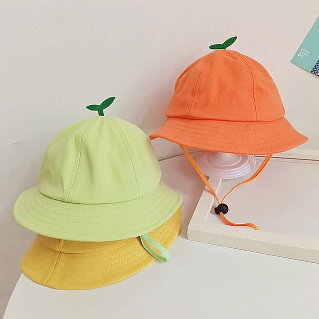 Spring Toddler Bucket Hat With Sprout Children Drawstring Fisherman Hats Cotton Beach Sun Cap For Boy Girl Kids Green Panama Hat 2