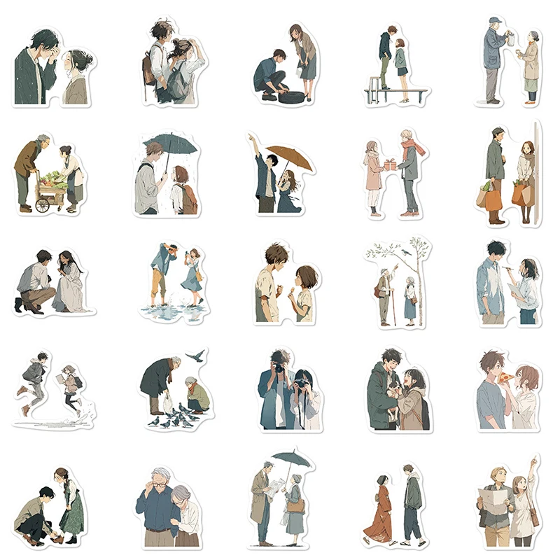 50PCS 달콤한 애니메이션 커플 스티커 데칼 수하물 노트북 스케이트 보드 스피커 워터 컵 기타 노트북 수하물 어린이 장난감 데칼