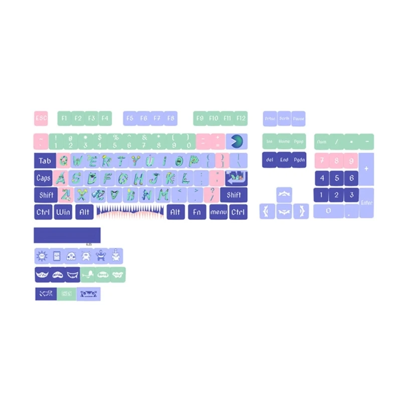 

126Keys CartoonMonster Keycaps XDA Profile Толстая PBT Keycap для 61/87/104/108