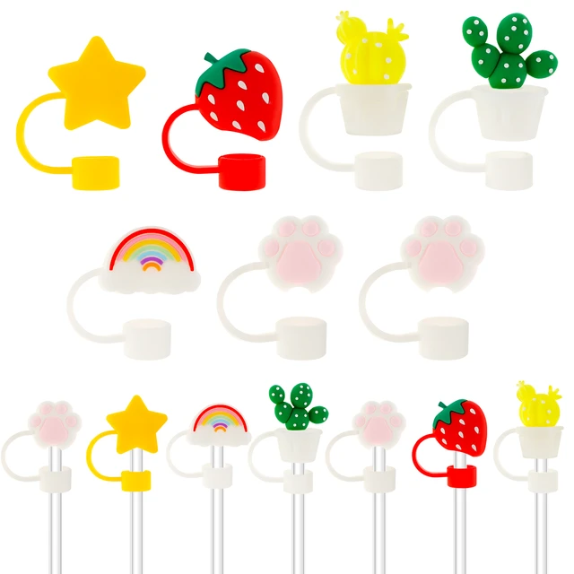 8pc Straw Cover 12mm/0.47inch Cute Straw Tip Cover Protector Reusable  Drinking Straw Tip Lid Dust-Proof Strawberry/Star/Daisy/ - AliExpress