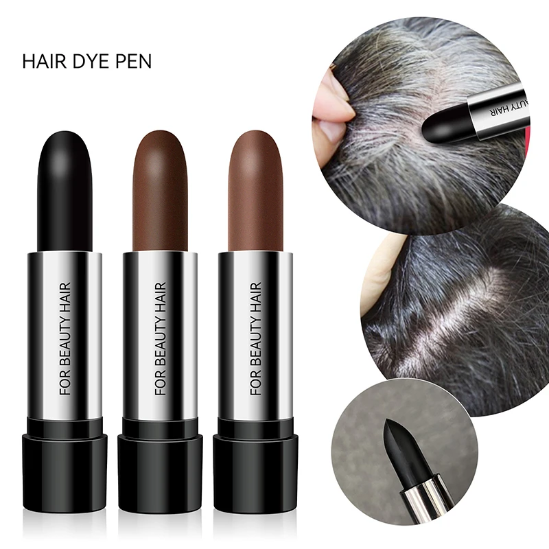 Instant One-time Hair Dye Pen To Cover White Hair, Lipstick Style Hair Dye, Black Temporary Hair Dye Hair Color Modify Cream 4g 3