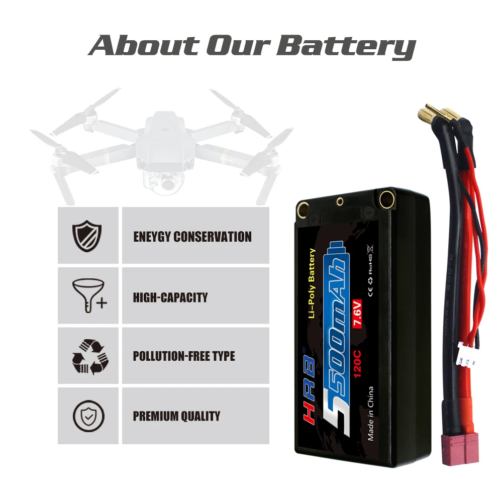 HRB 2S 7.6V 5500mah Hard Case Lipo Battery, Battery: 3 POLLUTION-FREE TYPE | 8 PREMIUM Q