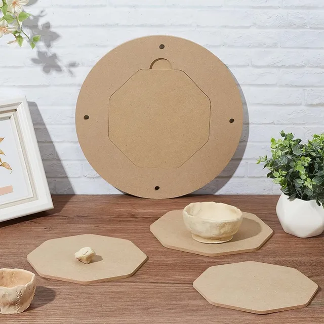 Chauve-souris intérieure pour roue de poterie, planche de cale ronde et Portable en argile de 12 pouces avec 6 tampons hexagonaux de 7.8 pouces, chauves-souris rondes en argile 5