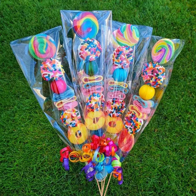 100 Sacchetti Cellophane Pasquali Con Fondo Piatto E 100 Legaccetti | 14,5x25 Cm | Trasparenti Con Motivi Pasqua | Per Uova, Caramelle, Biscotti, Cioccolatini - 2