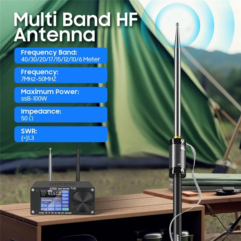 -A96Z JPC-12 햄 라디오 용 안테나 7Mhz-50Mhz 모든 밴드 수직 안테나 40M-6M 8 밴드 (실외용 슬라이드 레귤레이터 포함)