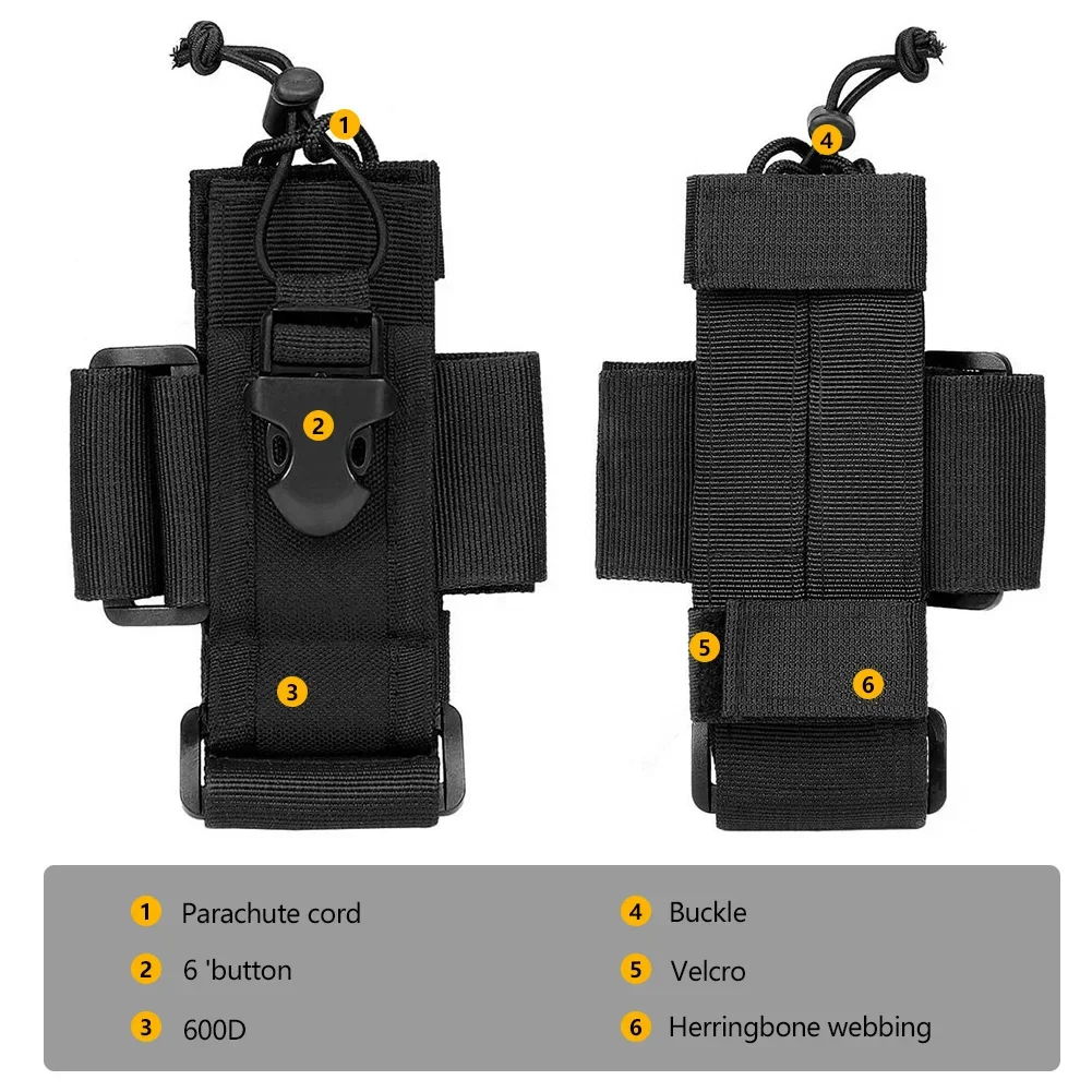 1000D Tactical Molle Walkie Talkie Pouch Interphone Storage Bag Outdoor Molle Radio Pouch Walkie-Talkie Case Holder Molle Pouch