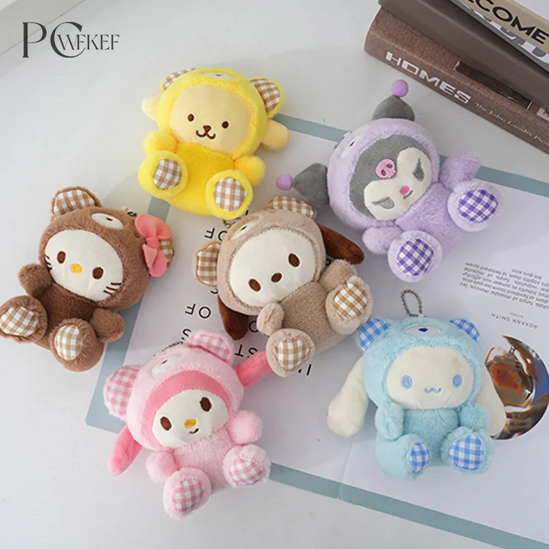 

Мультяшная клетчатая плюшевая игрушка Sanrio Милая куроми Hello Kitty Мелодия брелок Подвеска сумка Очаровательная мягкая кукла игрушки для девушек