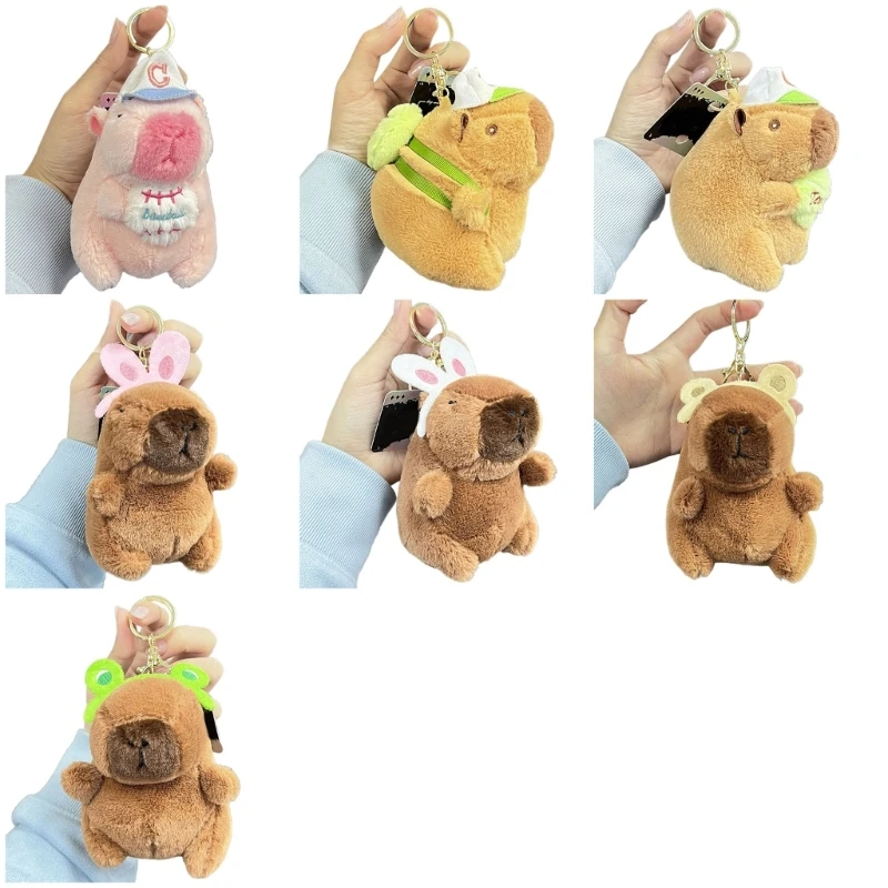 

Capybara Keyring Furry Cartoon Ear Baseball Bag Keychain Girl Backpack Pendant Birthday Ornament Kids Gift
