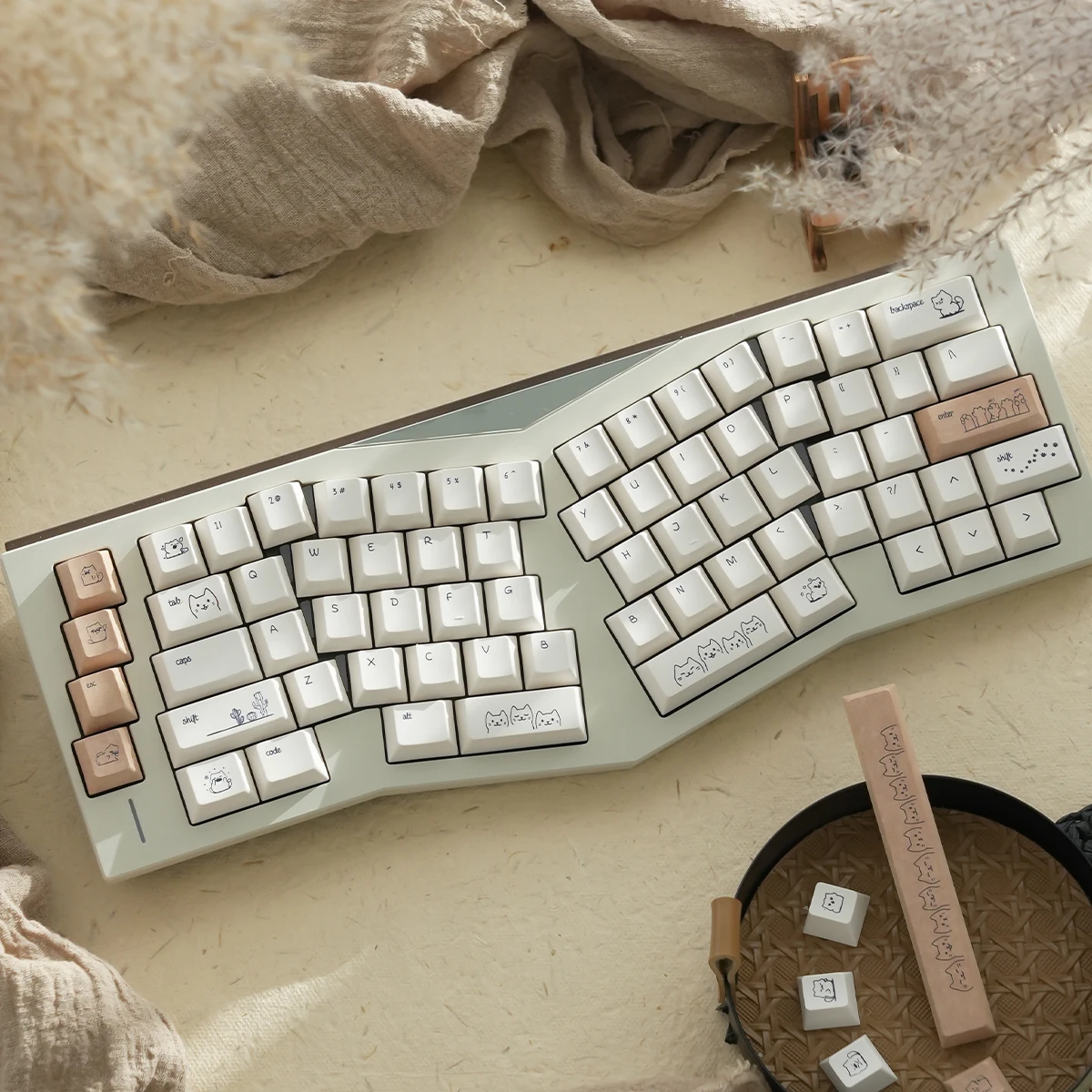 Sand Cat Keycaps PBT Keycaps 체리 프로필 염료 승화 새끼 고양이 MX 스위치 용 맞춤형 키보드 캡 기계식 키보드