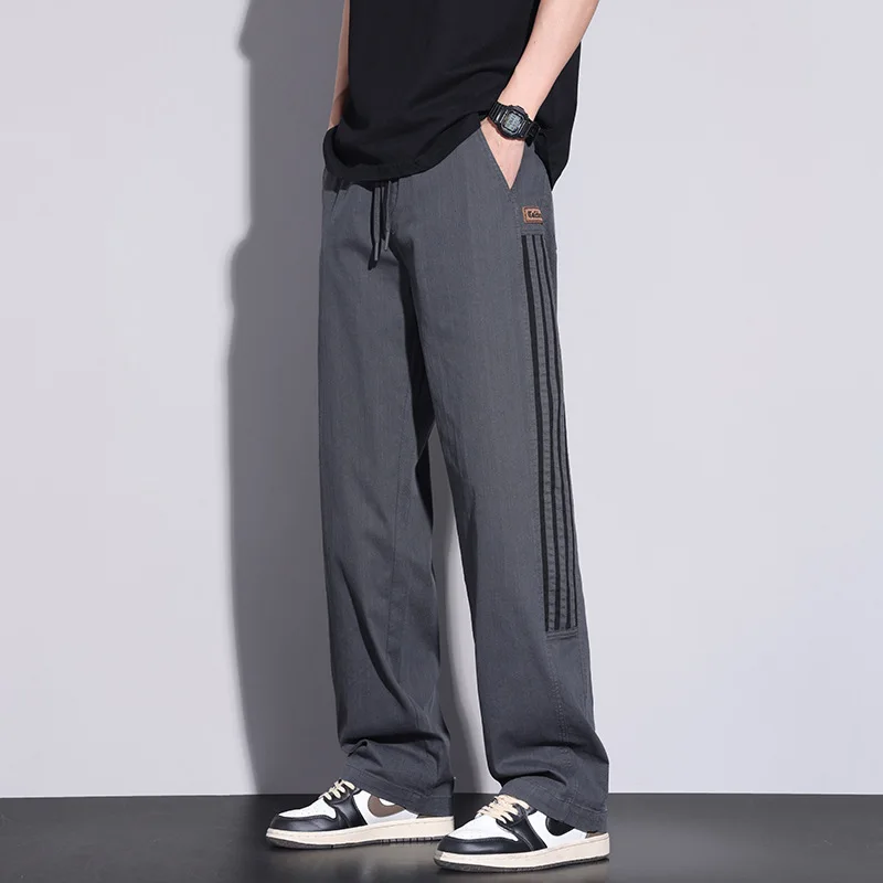 

Striped Wide Leg Sweapants Men Spring Summer Thin Streetwear Straight Loose Track Pants Male Casual Sport Baggy Trousers For Men