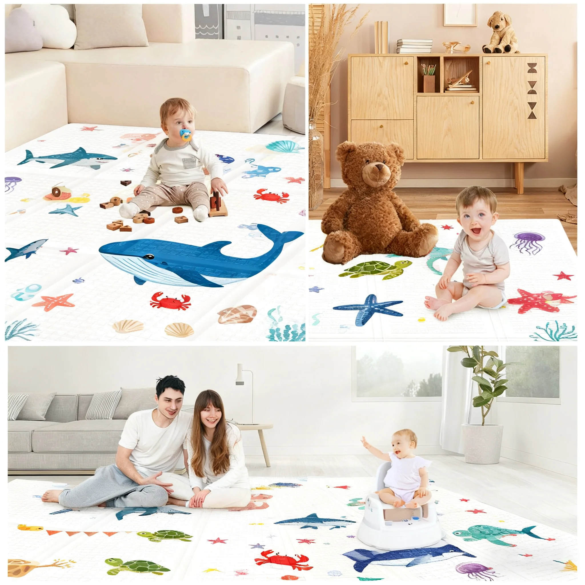 Tappetino Pieghevole Premium per Bambini, Spesso e Imbottito in XPE, Impermeabile e Sicuro, per Neonati e Bambini - immagine 6