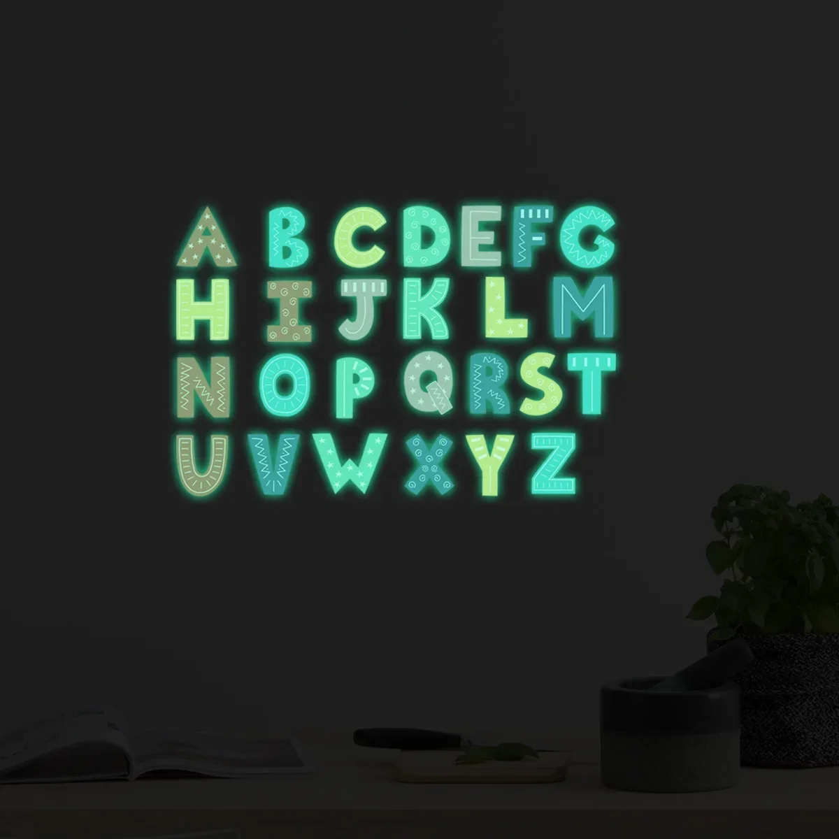 26 Letters/Packs Luminous Alphabet Letter Wall Stickers Home Decoration DIY Decal For Kids Baby Rooms Decor Fluorescent Sticker