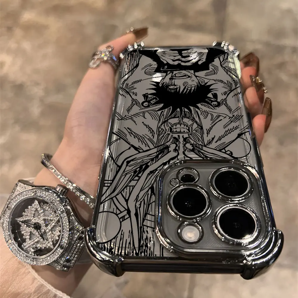 Stylish Hot Anime Jujutsu Kaisen Gojo Plating Phone Case with Anti-Fall Airbag Protection