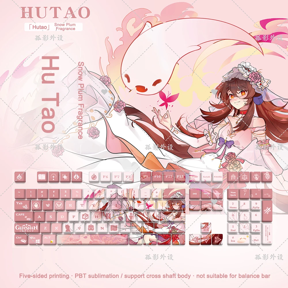 Genshin Impacto Hutao Keycaps, Teclado Mecânico, Anime