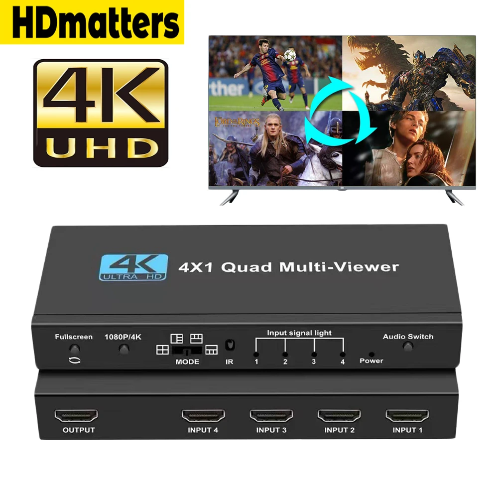 4K HDMI Quad Multi viewer 4x1 1080P HDMI Screen Segmentation