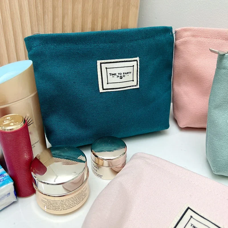 

Простая косметичка, клатч, кошелек, дорожный органайзер для туалетных принадлежностей, Женская портативная косметичка на молнии, холщовый чехол для макияжа