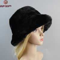 New Fake Rabbit Fur Hats Super Soft Women Winter Hat Cotton Lining Warm Russian Ski Beanies Plush Solid Color Fashion Casual Cap 1